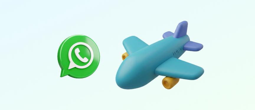 Ícono de un avión y whatsapp, simbolizando la cobertura de asistencia al viajero
