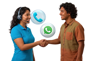 Asesor de seguros y cliente coordinan atención por llamada y WhatsApp