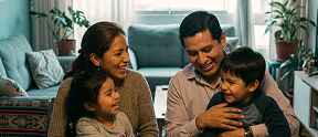 Familia pasando un momento feliz al sentirse protegida con su seguro vida inversión mix.