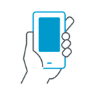 Ícono de mano sosteniendo celular señalando el soporte de Pacífico Seguros desde el teléfono