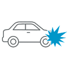 Ícono que señala la protección que otorga un seguro vehicular en  caso de choque de autos 