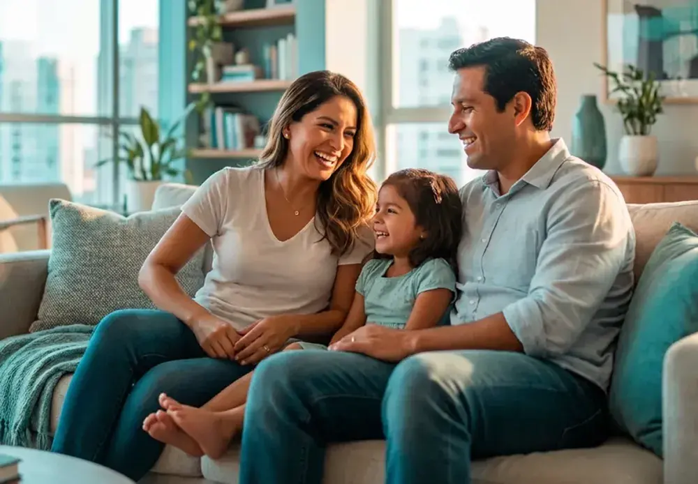 Familia aliviada con la protección que les da la póliza de su seguro vida devolución total