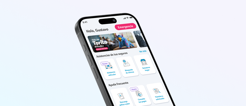 Pantalla de la APP Mi Espacio Pacífico para que los usuarios vean todos sus beneficios