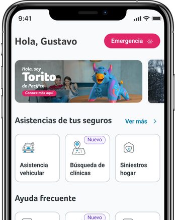 Pantalla de la aplicación Mi Espacio Pacífico para gestión vehicular, con código QR para descarga.